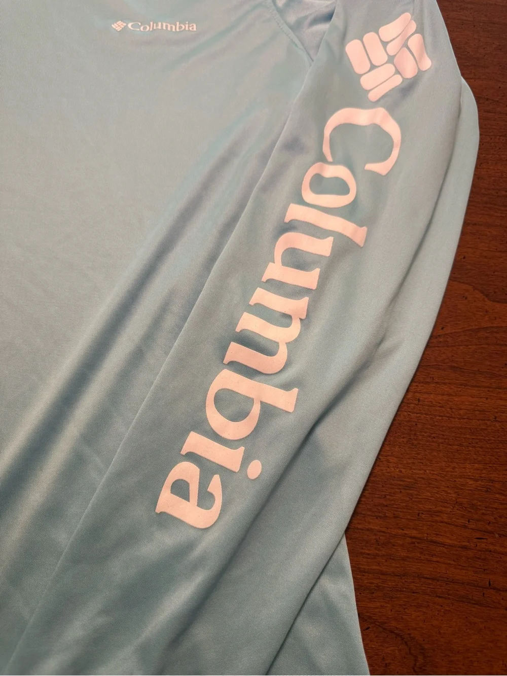 Columbia Youth PFG Sun Shirt Small Aqua Blue UPF